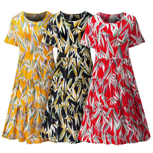 Rochie casual de dama cu maneci scurte si decolteu O in trei culori