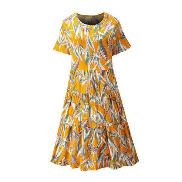 Rochie casual de dama cu maneci scurte si decolteu O in trei culori