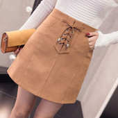 Fusta de dama moderna in patru culori cu cravate si buzunare