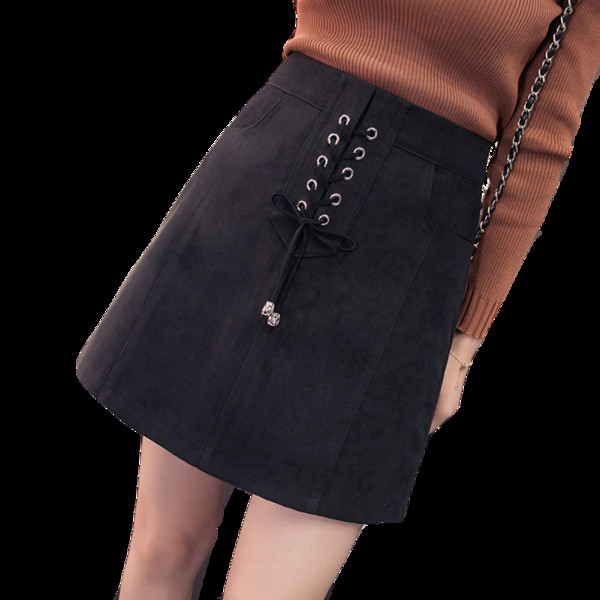 Fusta de dama moderna in patru culori cu cravate si buzunare