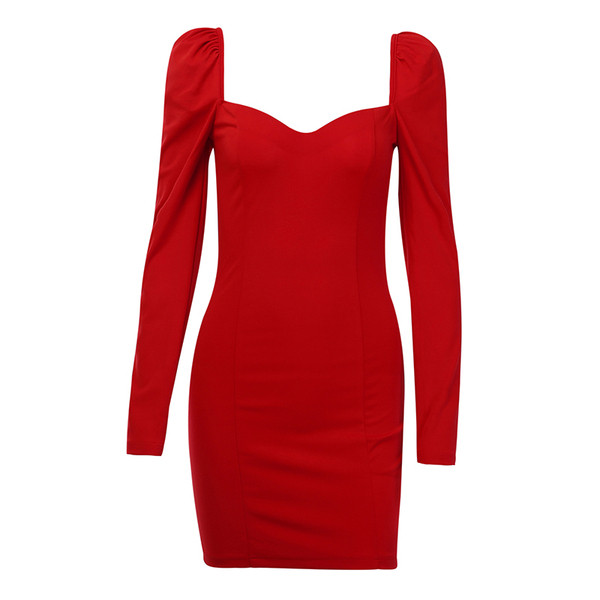 Modern női ruha hosszú ujjú fekete és piros színben