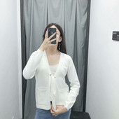 Cardigan dama din tricotat subtire cu cravate - doua culori