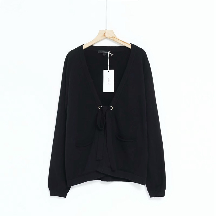 Cardigan dama din tricotat subtire cu cravate - doua culori