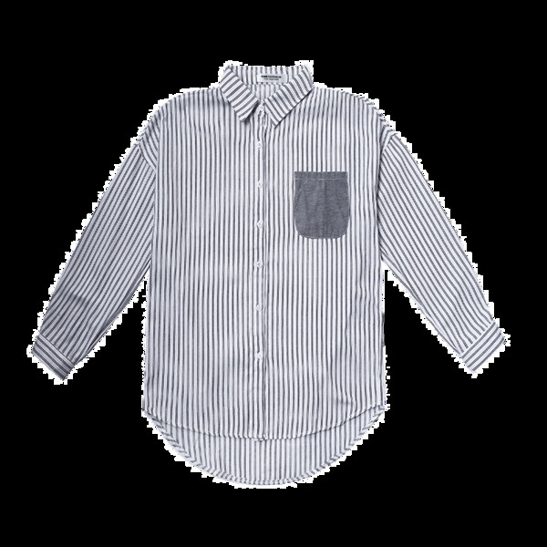 Cămașă de damă în dungi, cu mâneci lungi și nasturi