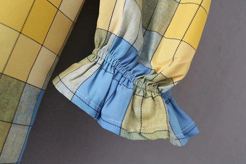 Rochie de dama in carouri model nou cu decolteu patrat