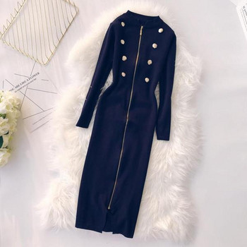 Őszi női ruha hosszú ujjal, cipzárral több színben