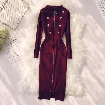 Őszi női ruha hosszú ujjal, cipzárral több színben