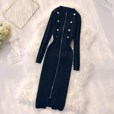 Őszi női ruha hosszú ujjal, cipzárral több színben