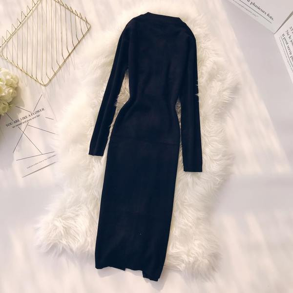 Őszi női ruha hosszú ujjal, cipzárral több színben