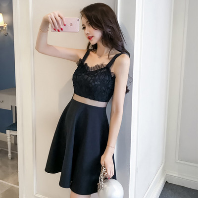 Rochie moderna de dama cu dantela in doua culori