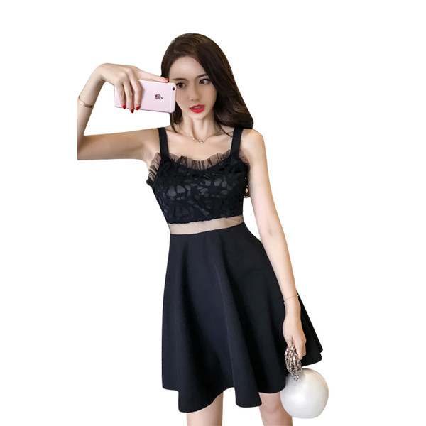 Rochie moderna de dama cu dantela in doua culori