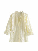 Női ing V-nyakú sárga színben