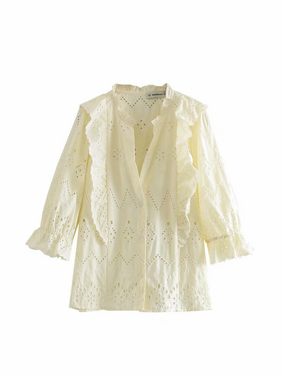 Női ing V-nyakú sárga színben