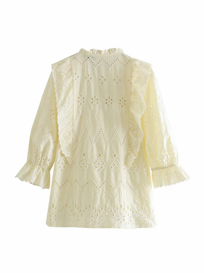 Női ing V-nyakú sárga színben