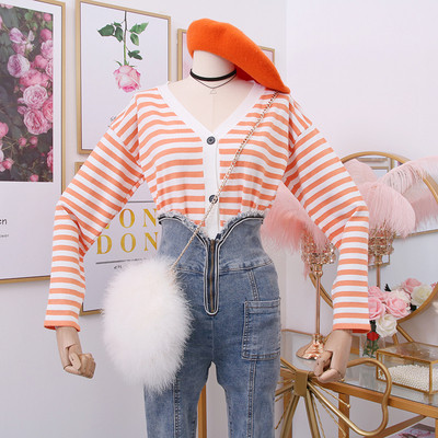 Cardigan de damă în dungi modern cu nasturi - mai multe culori