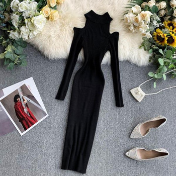 Rochie lunga de dama Model slim cu umerii goi in mai multe culori