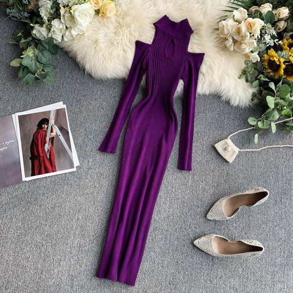 Rochie lunga de dama Model slim cu umerii goi in mai multe culori