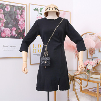 Rochie modernă de damă, cu fante și decolteu O - patru culori