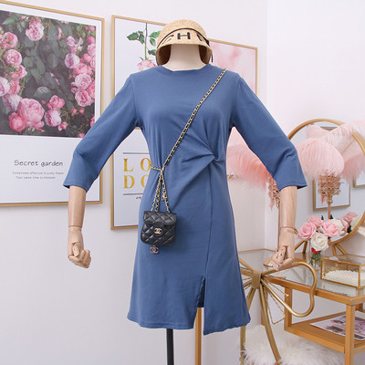 Rochie modernă de damă, cu fante și decolteu O - patru culori