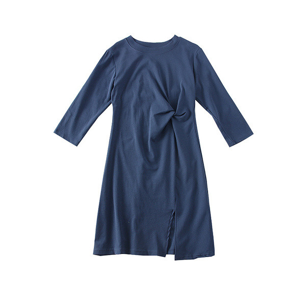 Rochie modernă de damă, cu fante și decolteu O - patru culori