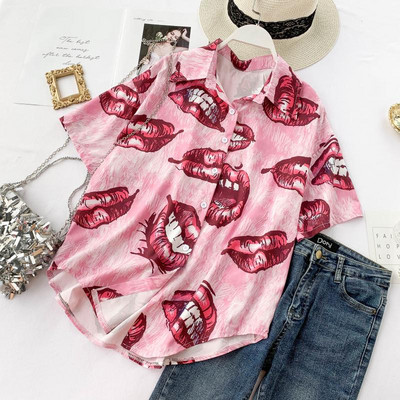 Modern női ing klasszikus gallérral és rövid ujjú három színben