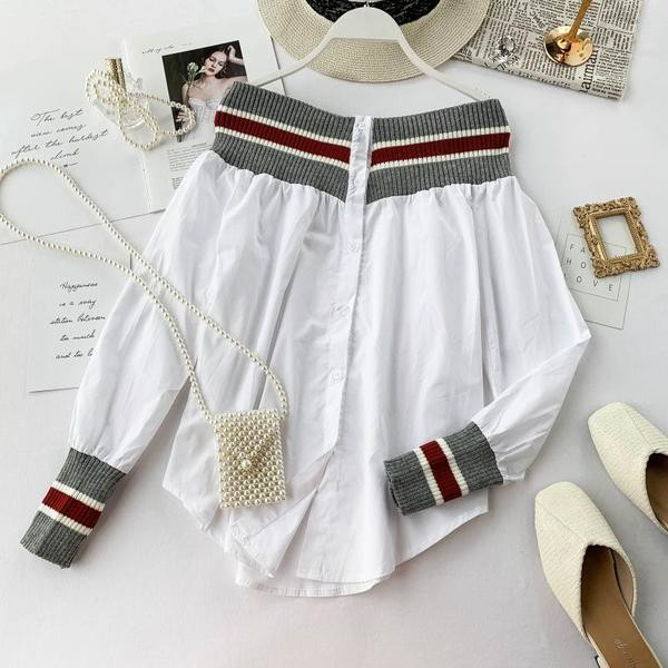 Alkalmi női ing ejtett ujjakkal, két színben