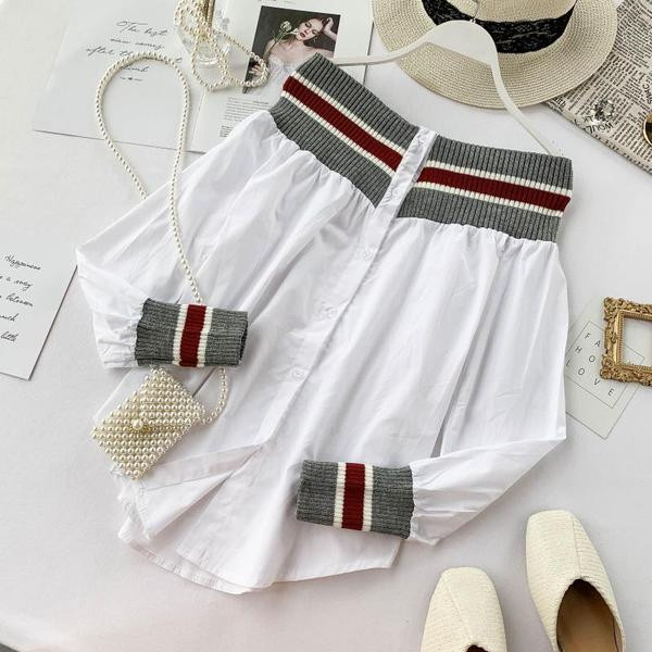 Alkalmi női ing ejtett ujjakkal, két színben