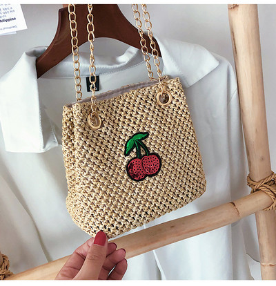 Ежедневна дамска плетена чанта с бродерия в два цвята