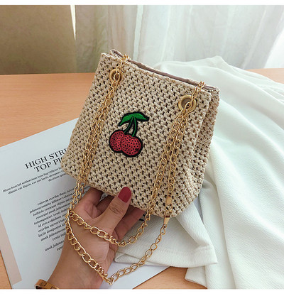 Ежедневна дамска плетена чанта с бродерия в два цвята