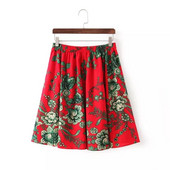 Fusta de dama cu model colorat si talie inalta