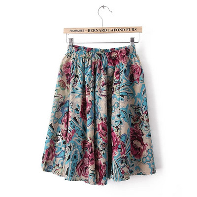 Fusta de dama cu model colorat si talie inalta