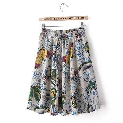 Fusta de dama cu model colorat si talie inalta