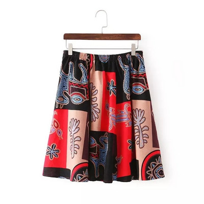 Fusta de dama cu model colorat si talie inalta