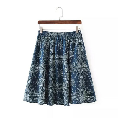 Fusta de dama cu model colorat si talie inalta