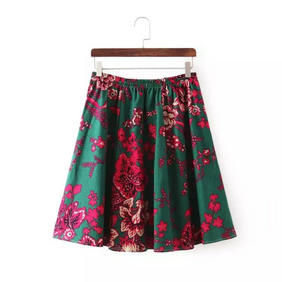Fusta de dama cu model colorat si talie inalta