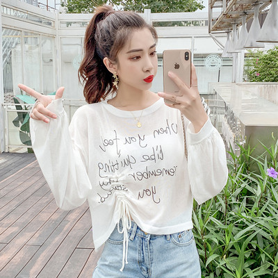 Bluză de damă în patru culori cu cravate și inscripții