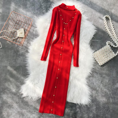 Rochie moderna de dama lunga cu elemente metalice in mai multe culori