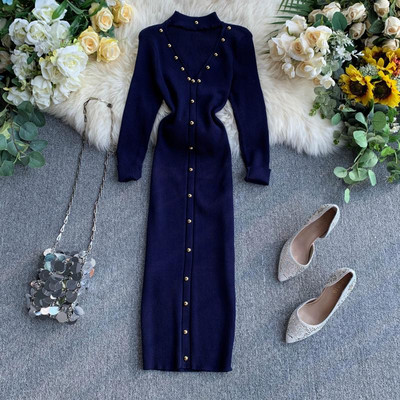 Rochie moderna de dama lunga cu elemente metalice in mai multe culori