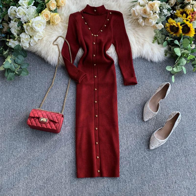 Rochie moderna de dama lunga cu elemente metalice in mai multe culori