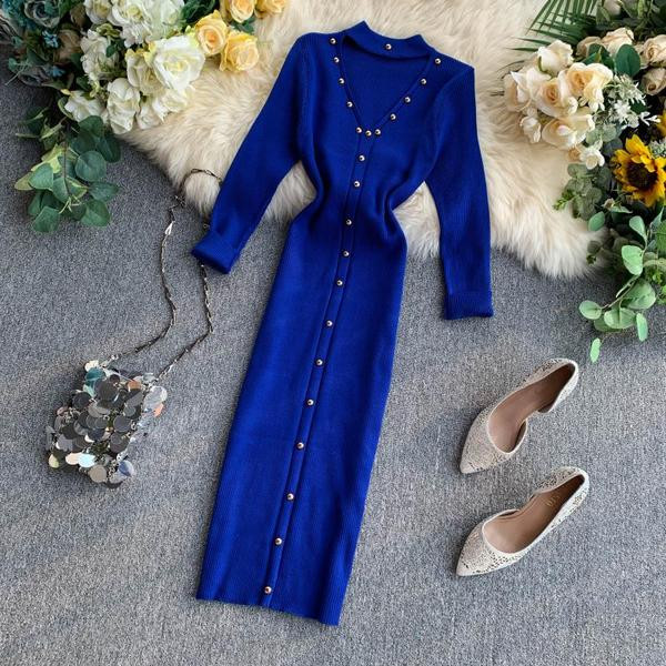 Rochie moderna de dama lunga cu elemente metalice in mai multe culori