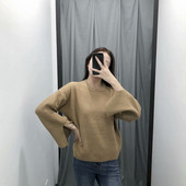 Pulover de dama cu fanta pe maneci de culoare maro