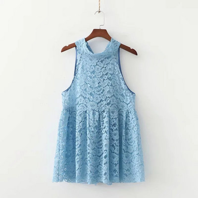 Maieu de dama cu dantela - model lat de culoare albastra