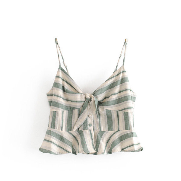 Maieu modern de dama cu bretele subtiri de culoare verde