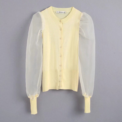 Cardigan de dama model nou cu maneci din tul in doua culori