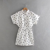 Rochie de dama cu buline cu maneca scurta de culoare alba