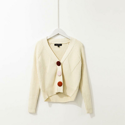 Cardigan de dama din tricotat subtire cu nasturi colorati