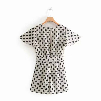 Rochie modernă de damă cu mâneci scurte în alb-negru