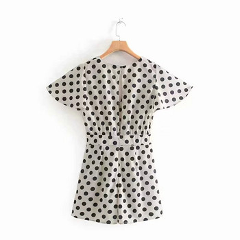 Rochie modernă de damă cu mâneci scurte în alb-negru