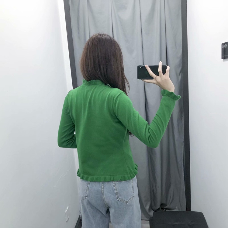 Női kardigán zöld színben, díszítéssel - gyöngy