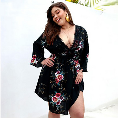 Rochie de dama cu decolteu adanc si marimi pana la 4XL in mai multe culori